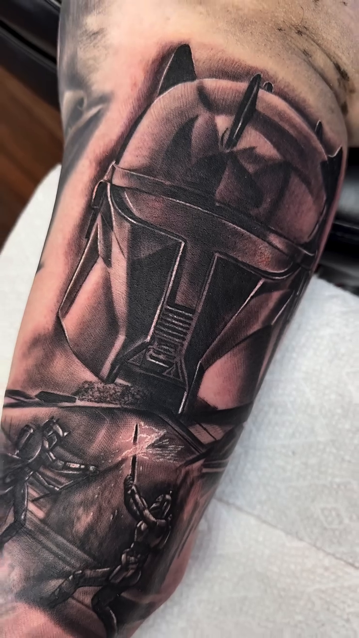 Tattoo by @brycemoodietattoo — realism, black_and_grey