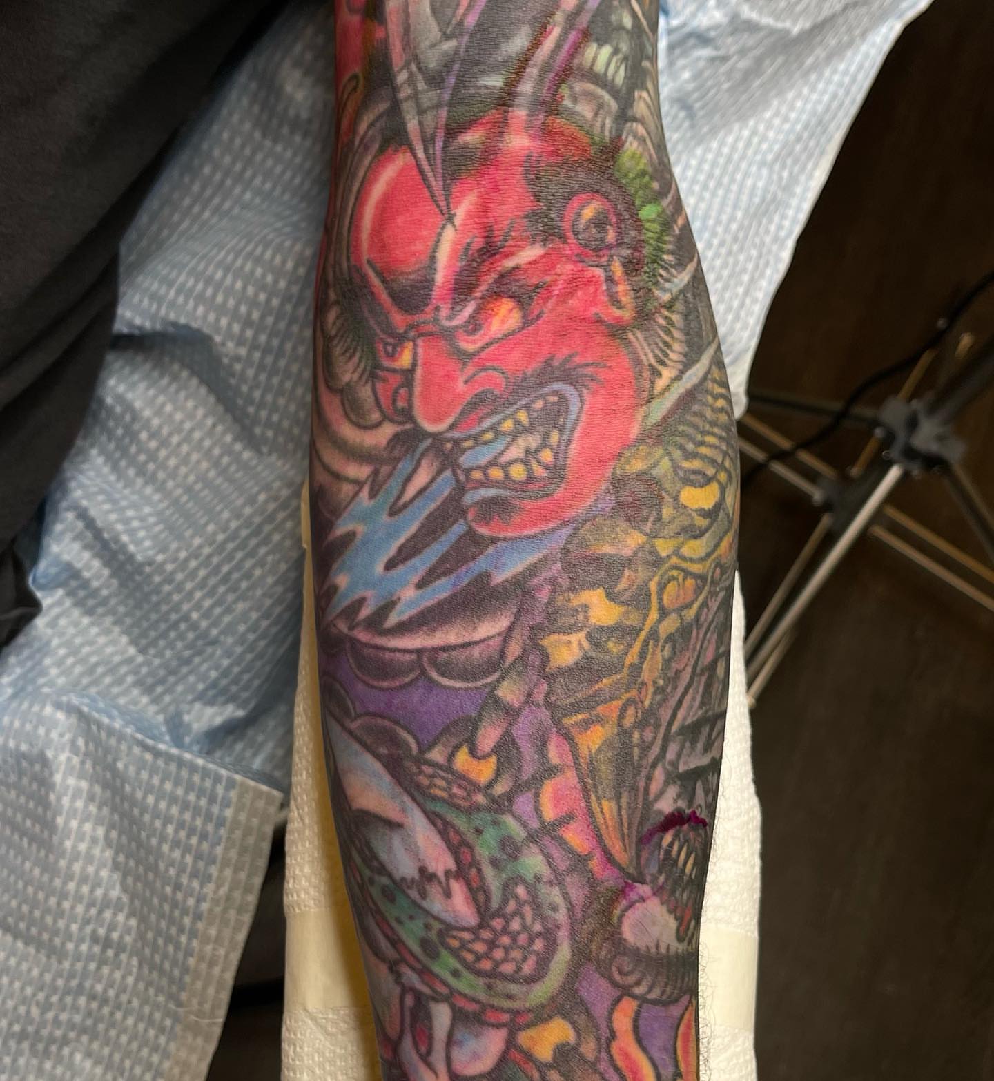 Demon japanese irezumi tattoo on the forearm by Shaine Smith, Durham, North Carolina