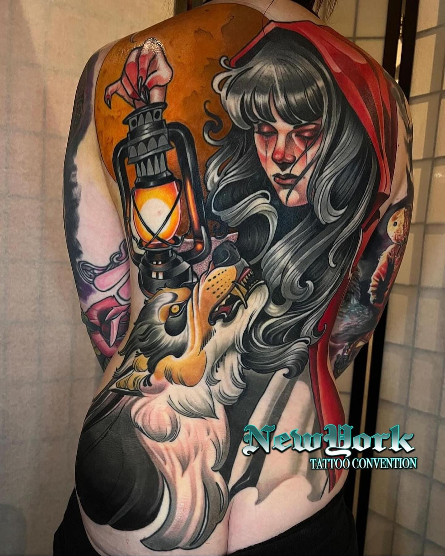 Little Red Riding Hood American traditional tattoo on the back by Matt - Neotrad Tattoos, New York, New York