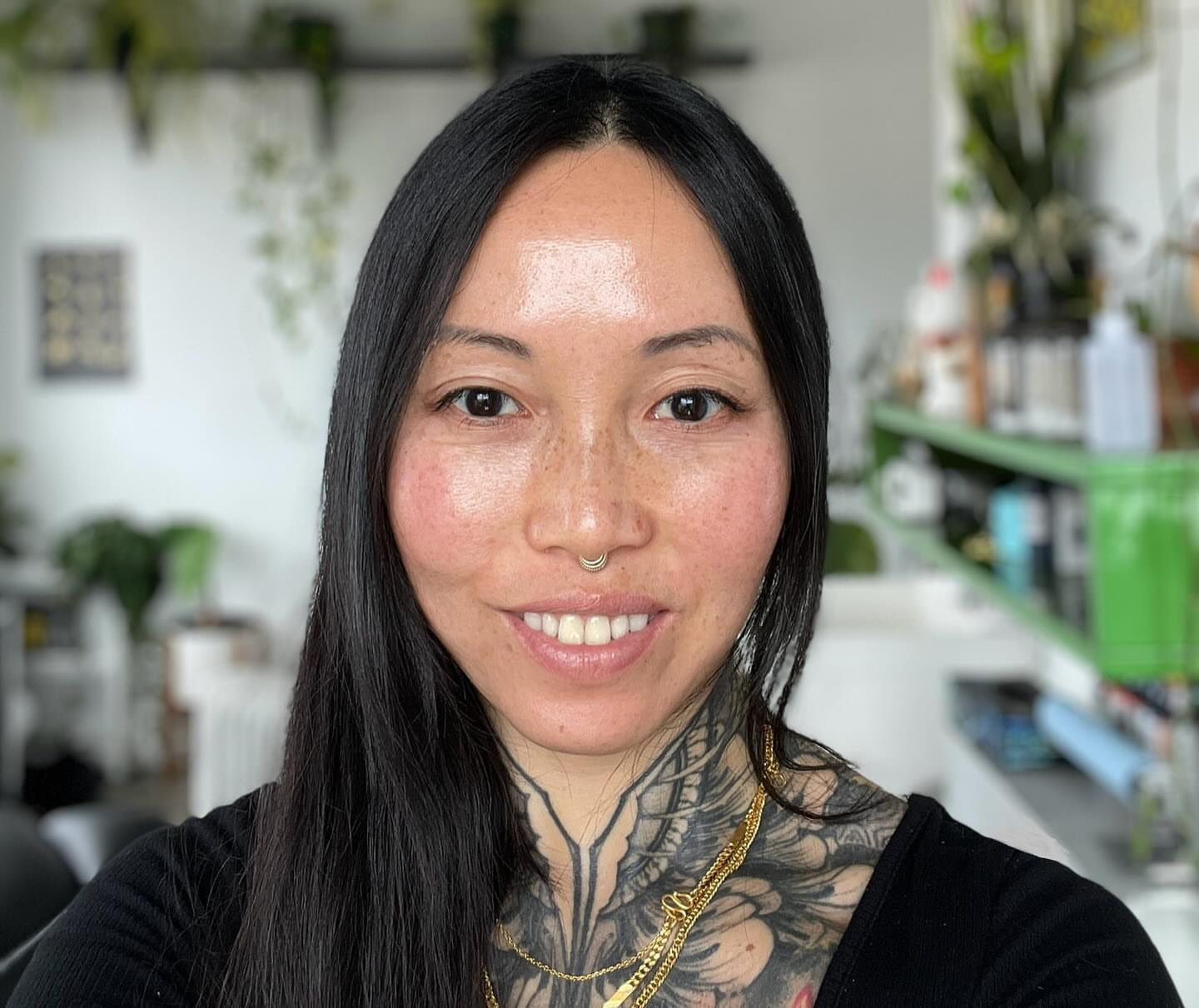 Floral American traditional tattoo on the neck by See See : botanical tattoo artist :