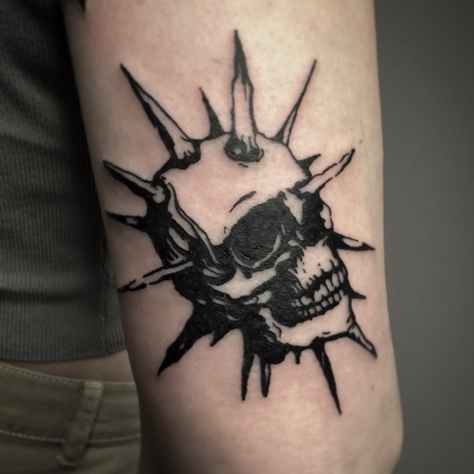 Tattoo by @blackworkbenz — black_and_grey, dark_realism