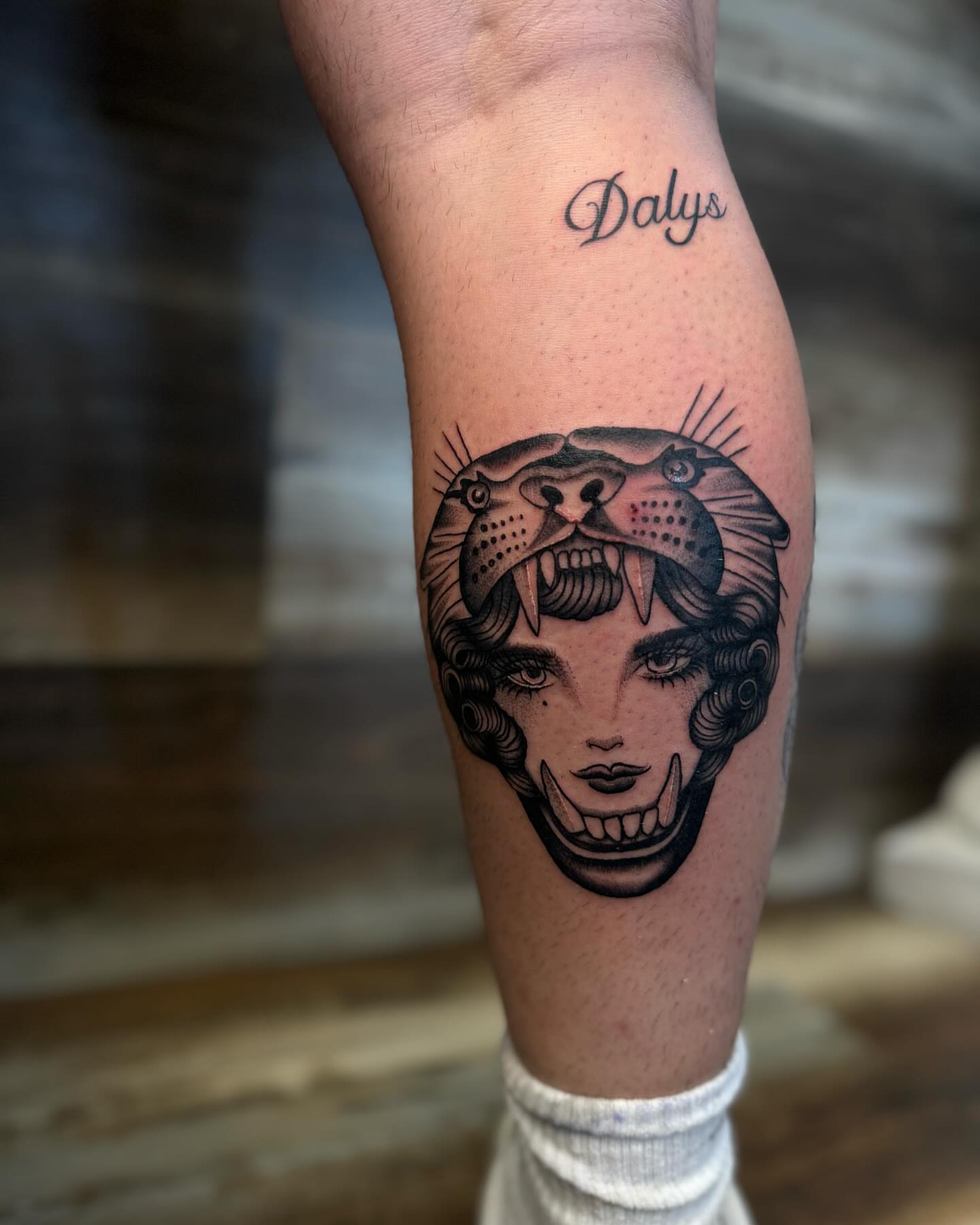 Tattoo by @artbyannistyn — american_traditional, black_and_grey