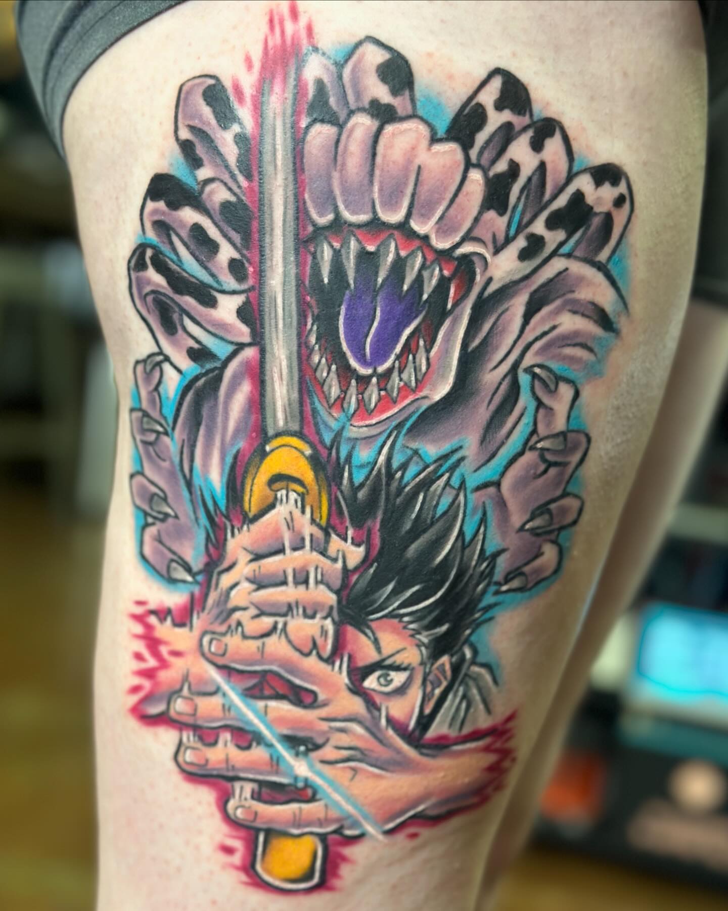 Dragon ball z character anime tattoo on the forearm by Jeremy Thomas