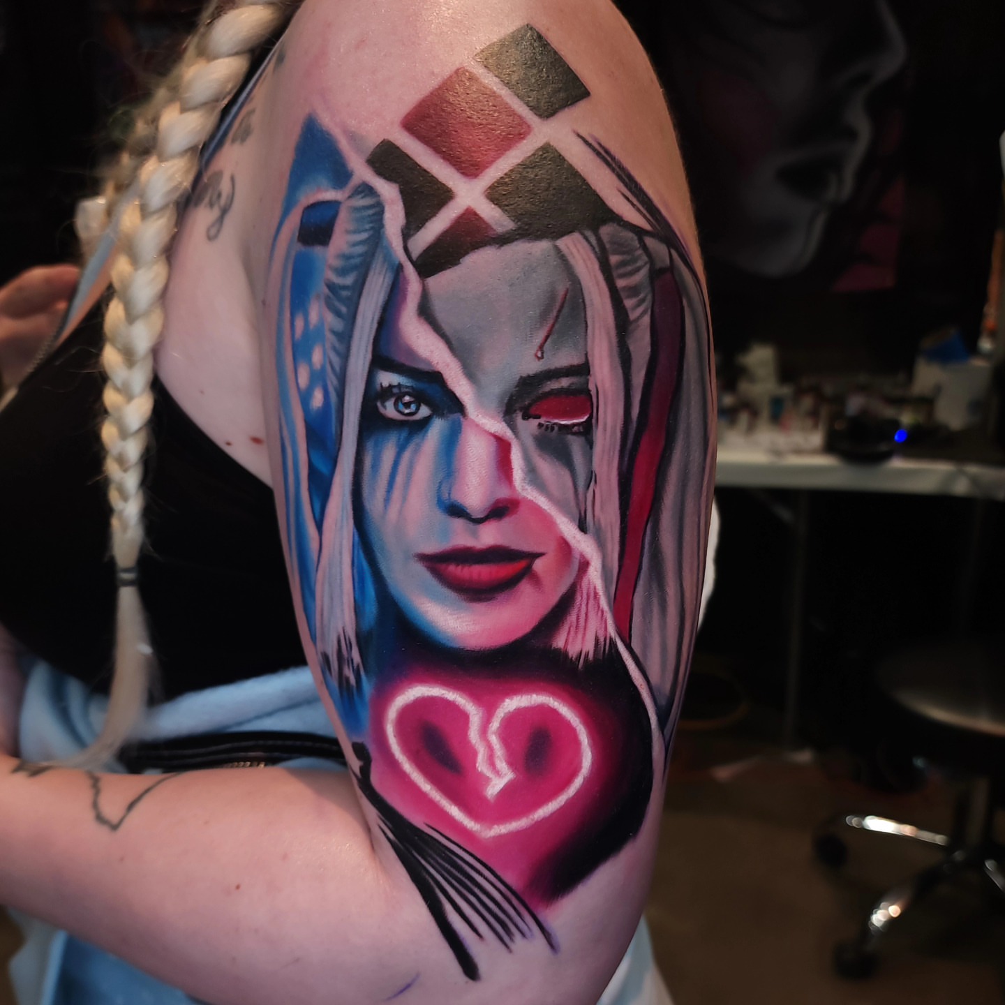 Harley Quinn realism tattoo on the forearm by Color Realism Tattoos - Metro Detroit