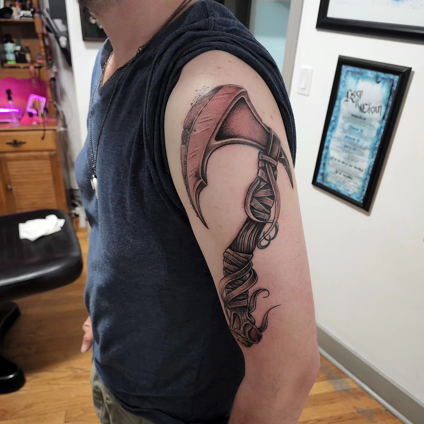 Tattoo by @cre8tionsink — black_and_grey, realism