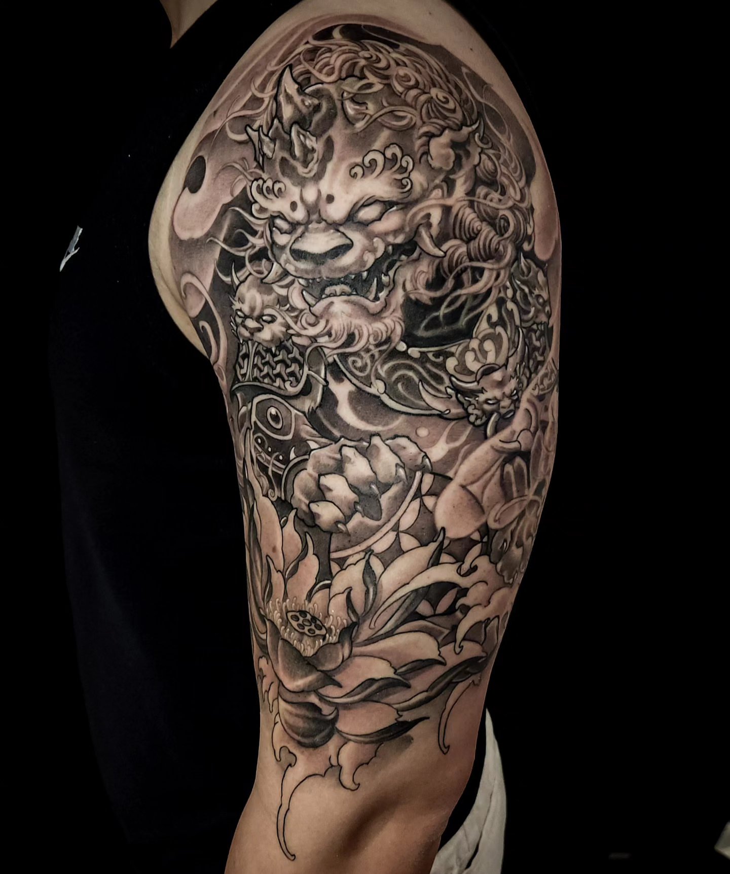 Tattoo by @artofsteve — black_and_grey, japanese_irezumi