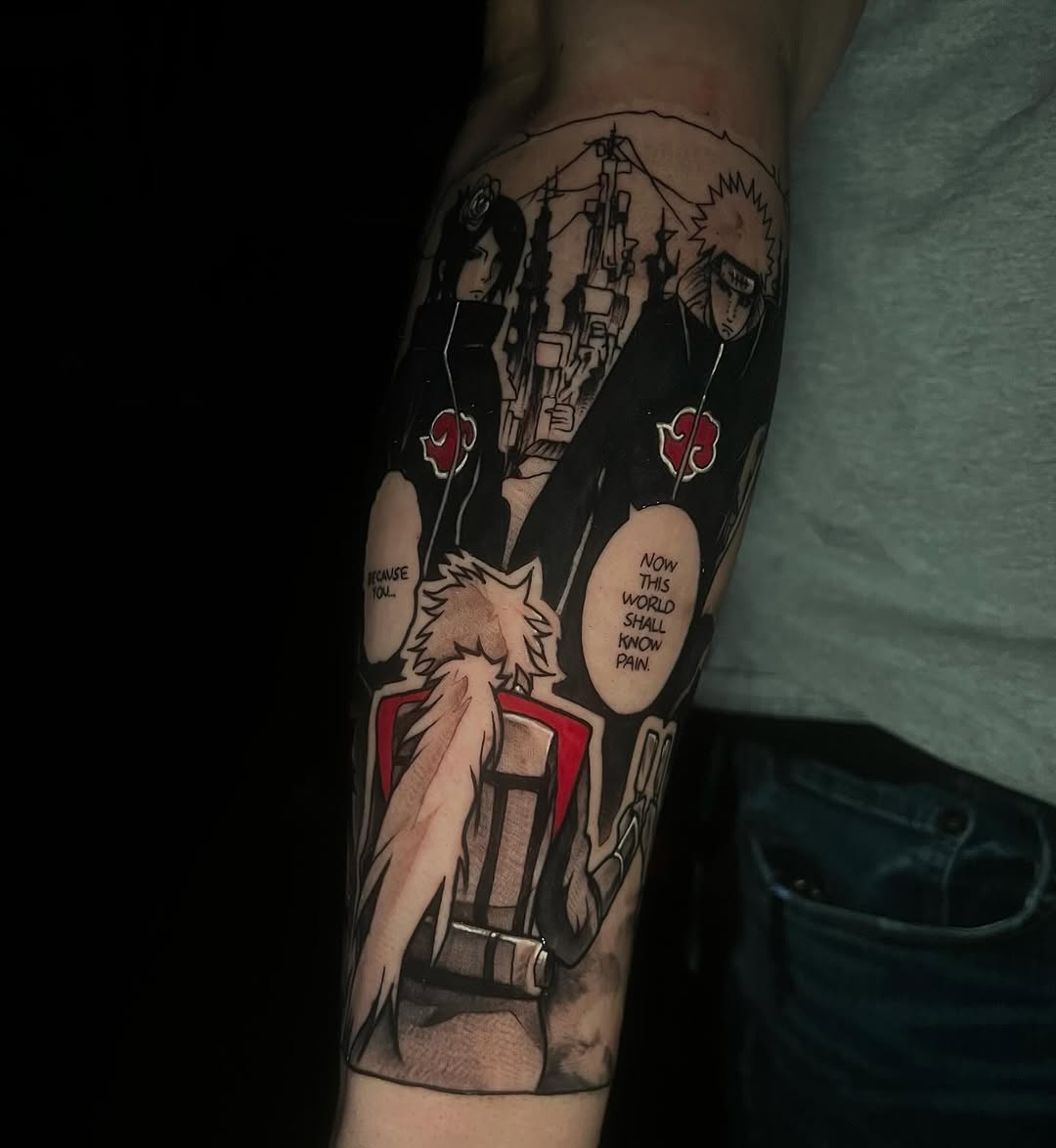 Tattoo by @emi_inks — anime, black_and_grey