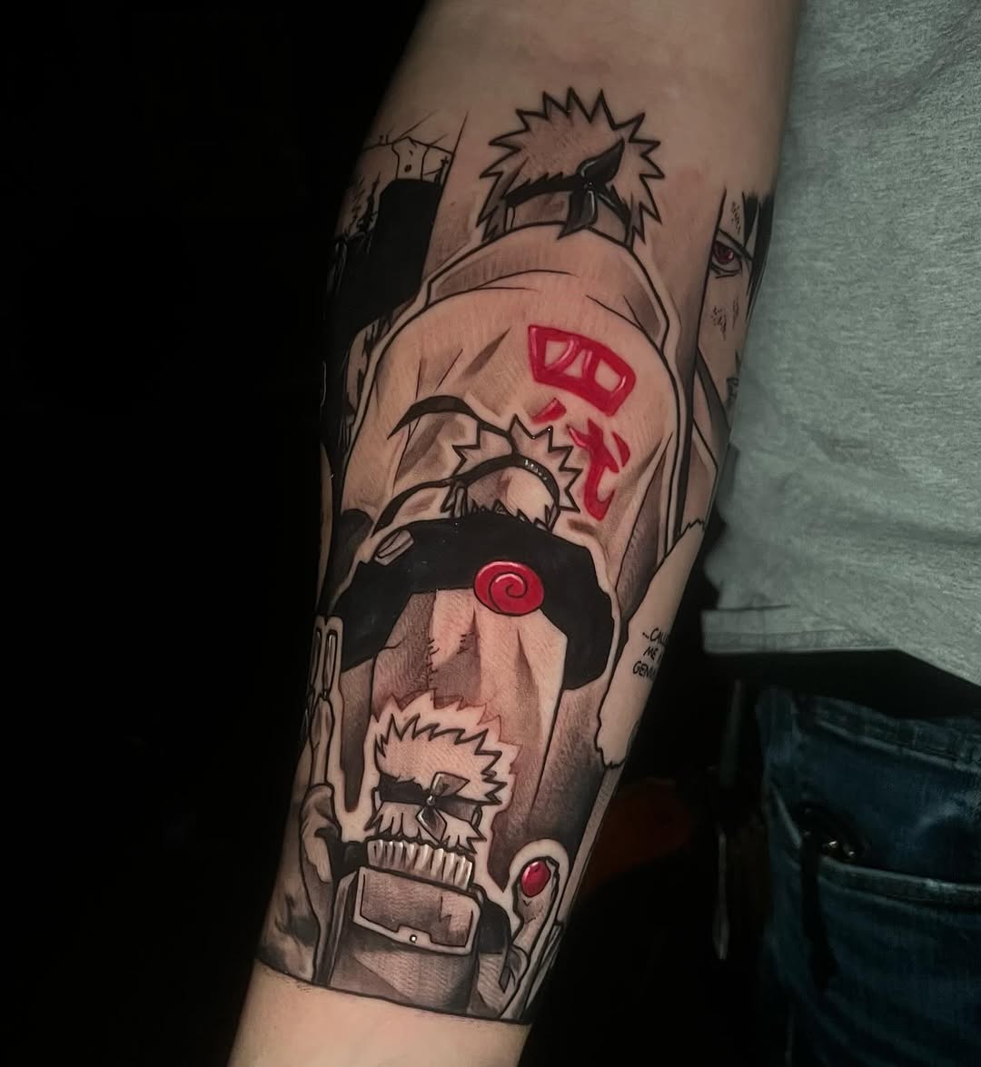 Tattoo by @emi_inks — anime, black_and_grey