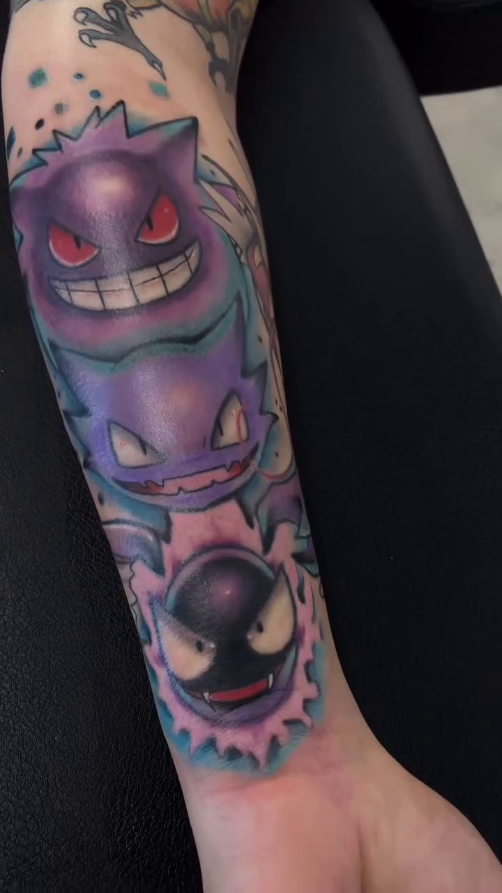 Pokemon ghosts anime tattoo by Ryan Walker
