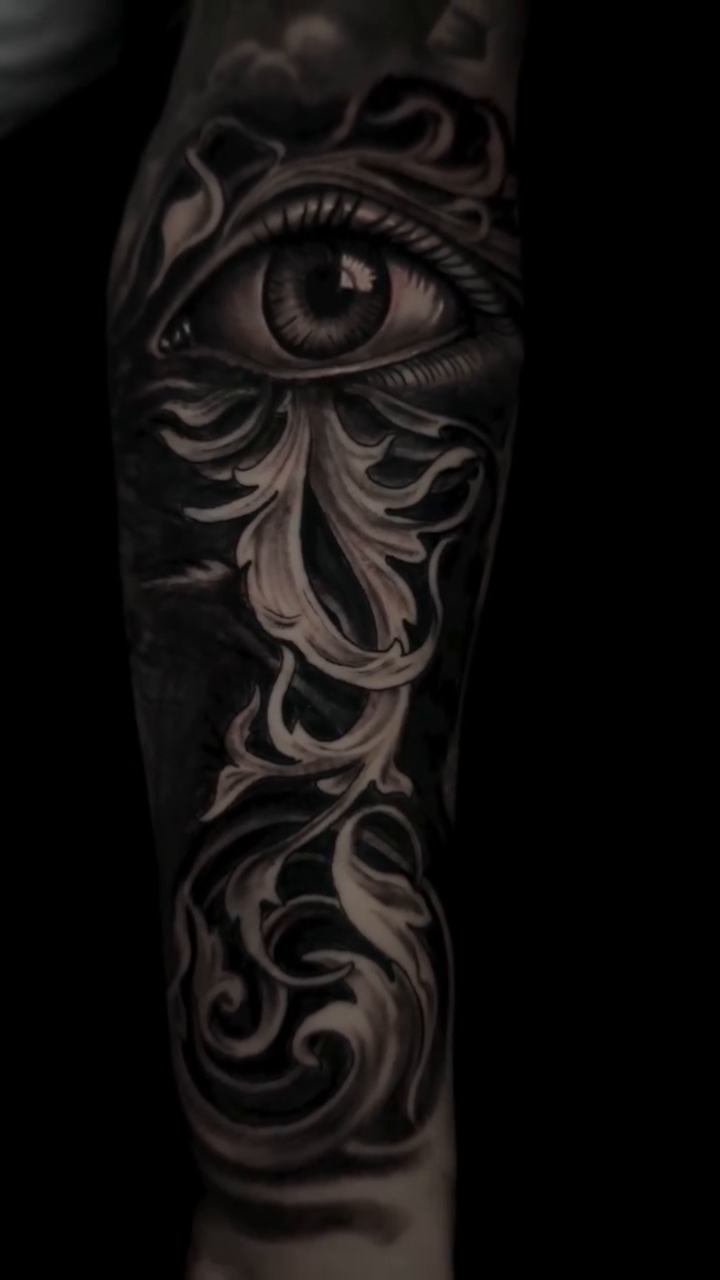Eye with ornate filigree realism tattoo by Cory James