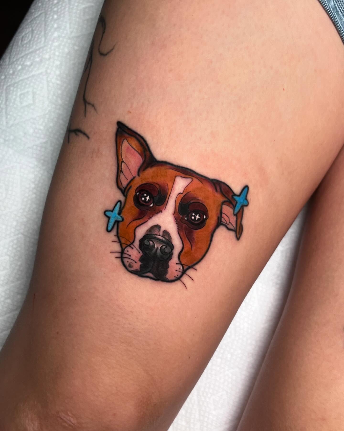 Dog realism tattoo on the forearm by ʙᴇᴄᴄᴀ ʟʏɴɴ