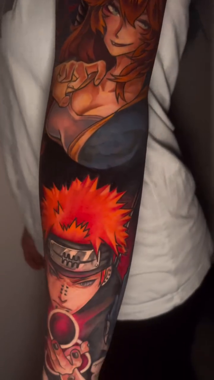 Anime characters sleeve anime tattoo by emi