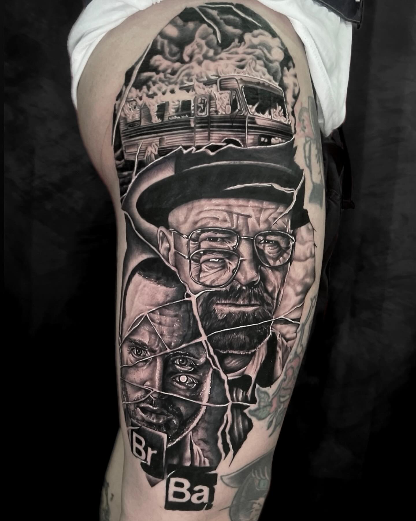 Breaking Bad realism tattoo on the forearm by Sebastian Calderon