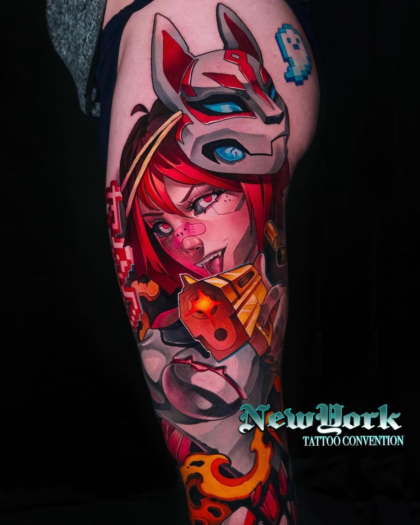 Tattoo by @harleytattooartist — anime, geometric