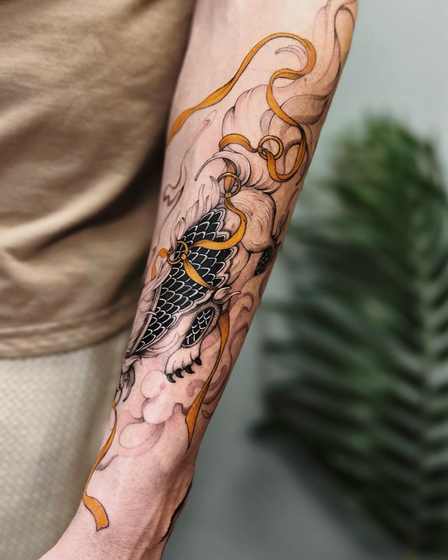 Dragon japanese irezumi tattoo on the forearm by Angel