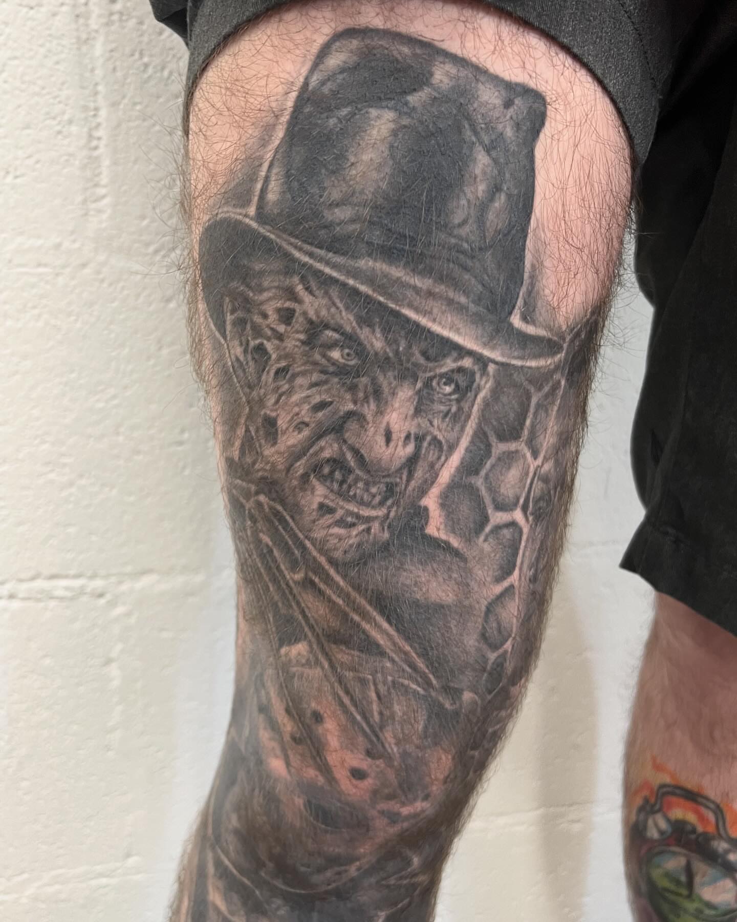 Freddy Krueger realism tattoo on the forearm by Elaine Nerowski ☾