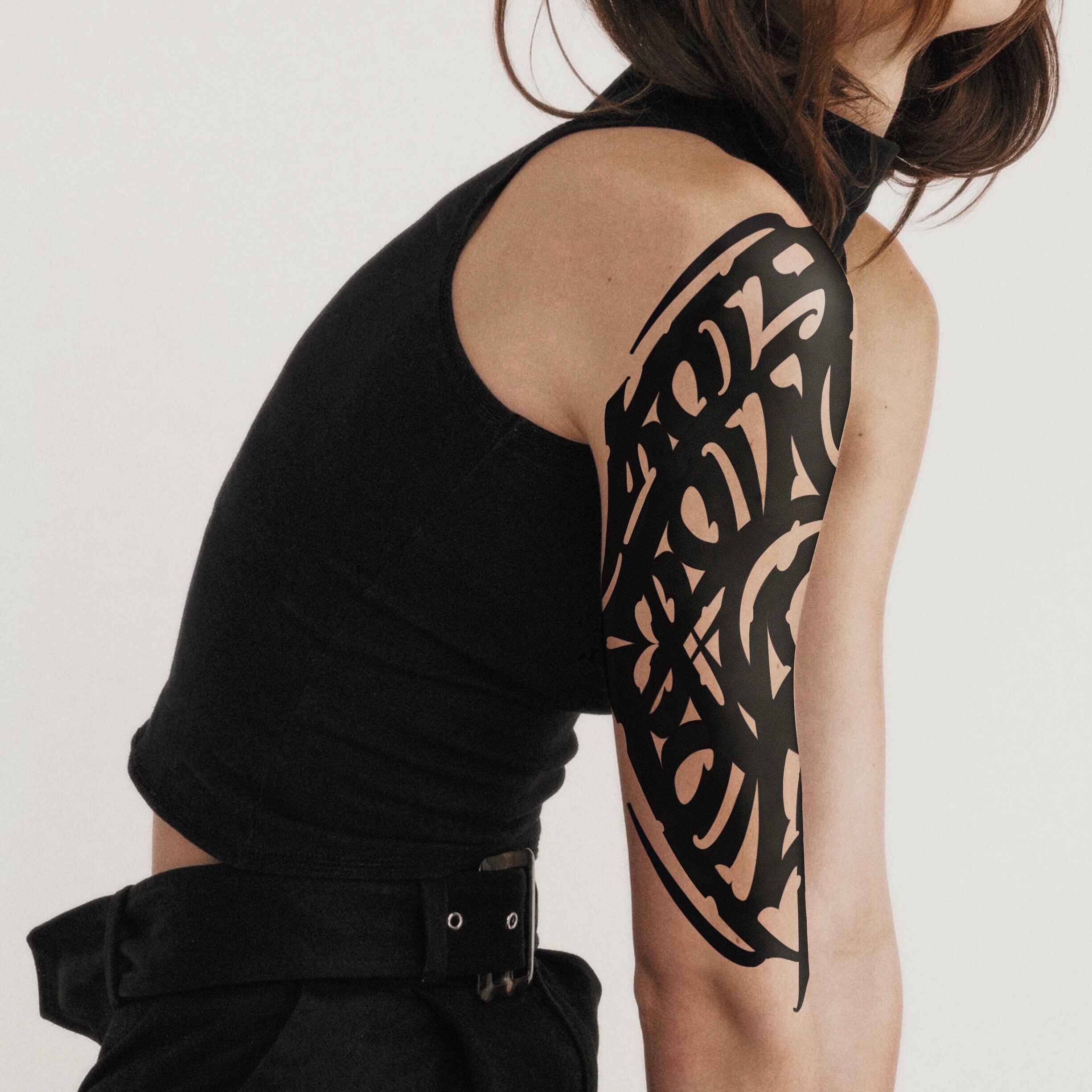 Script lettering lettering script tattoo on the upper arm by Zlata