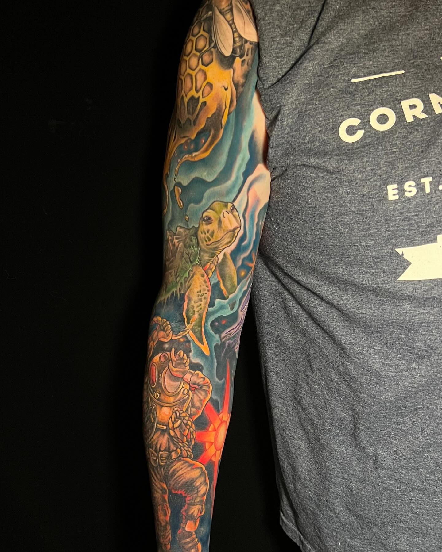 Tattoo by @skerrybrownie — realism, dotwork