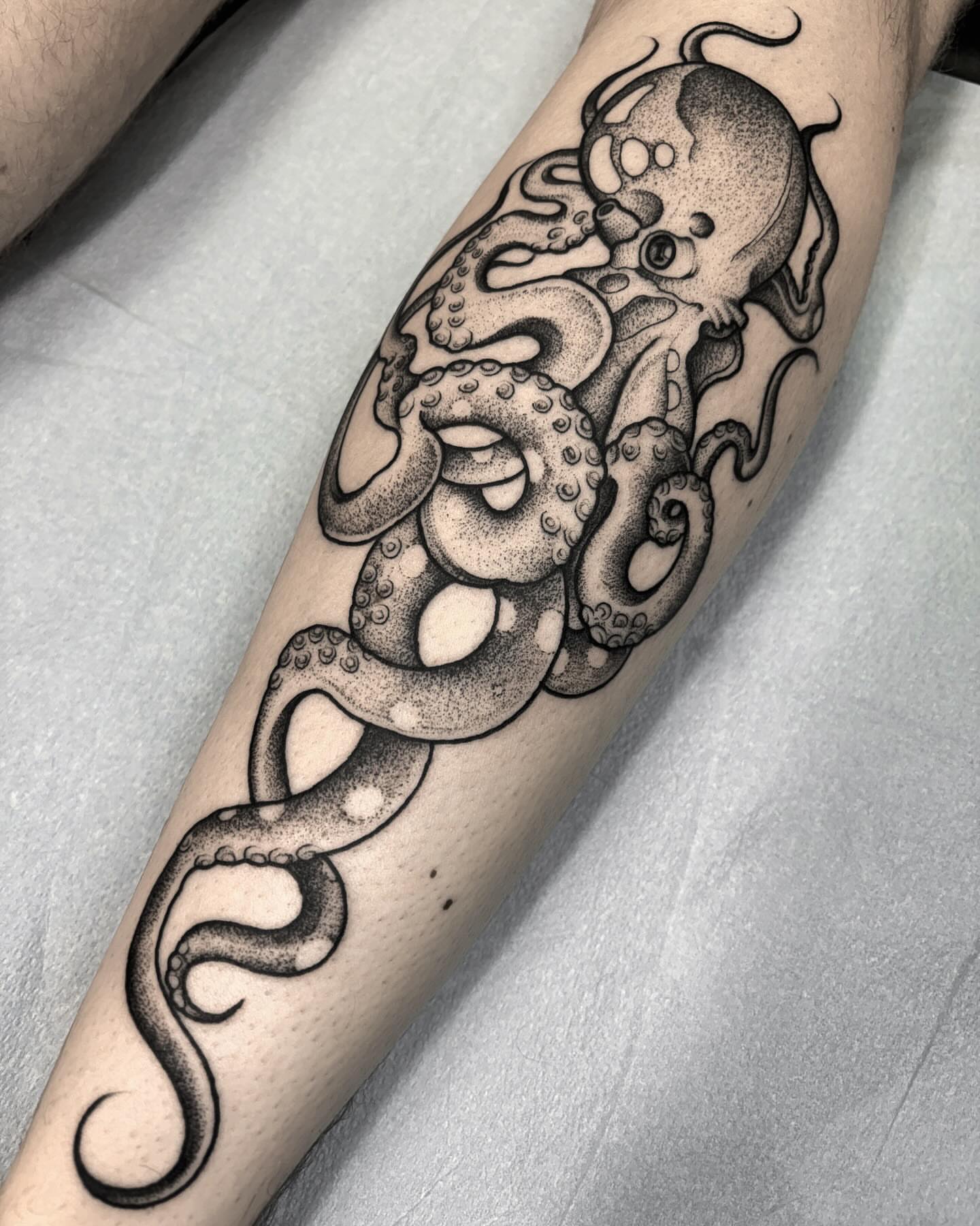 Octopus dotwork tattoo on the forearm by 𝐀𝐘𝐀𝐍𝐀𝐇