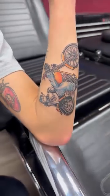 Motorcycle neo-traditional tattoo by Juan c munoz jr, Chicago, Illinois