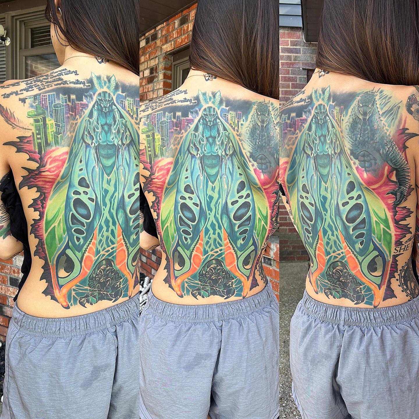 Insect geometric tattoo on the back by Adam Zgorliski_STStattoo