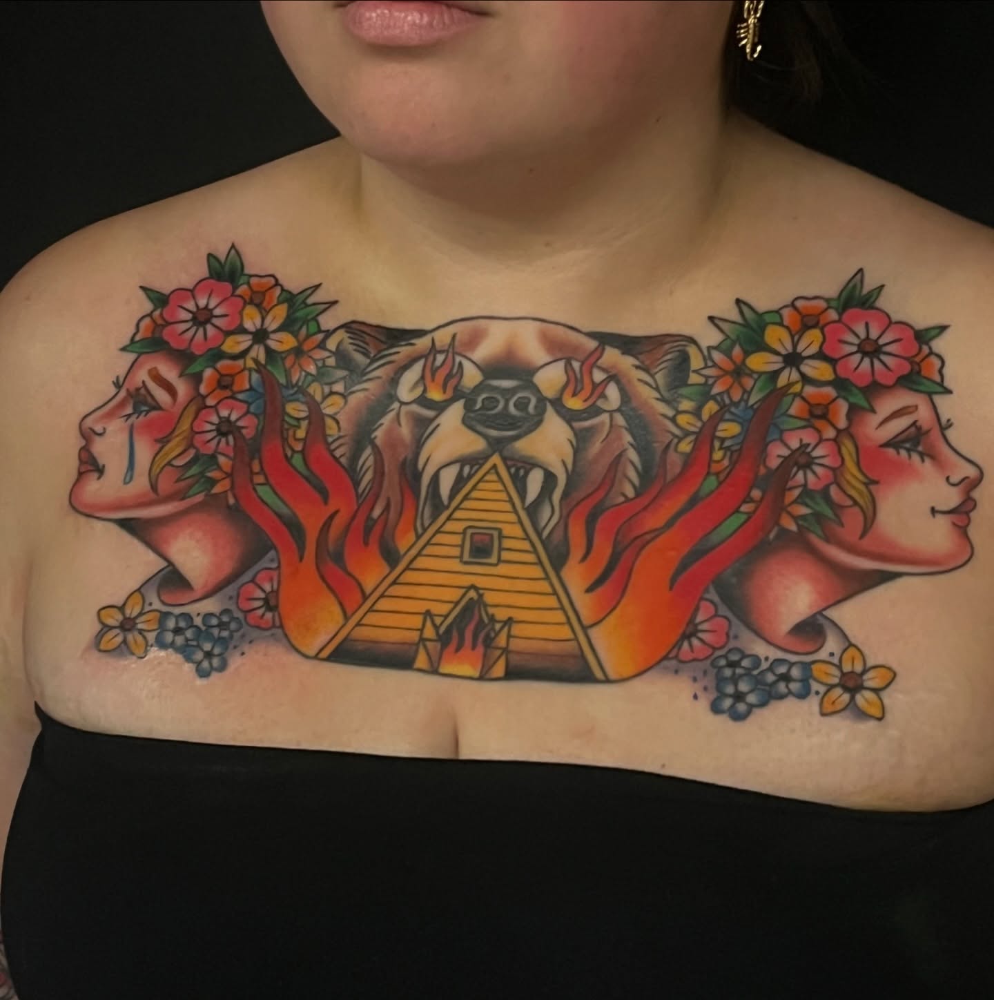 Tattoo by @fearlessfoxes — american_traditional, dotwork