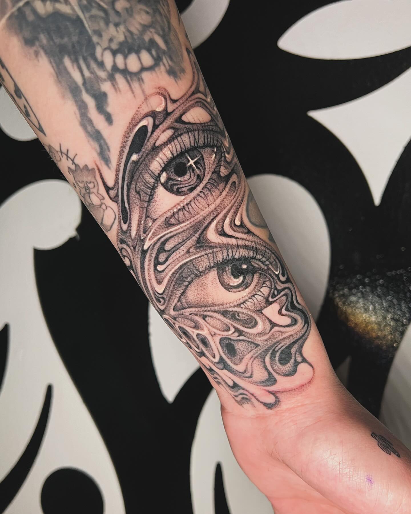 Eyes dotwork tattoo on the forearm by ๐ค ๐๐๐๐๐๐ ๐ค