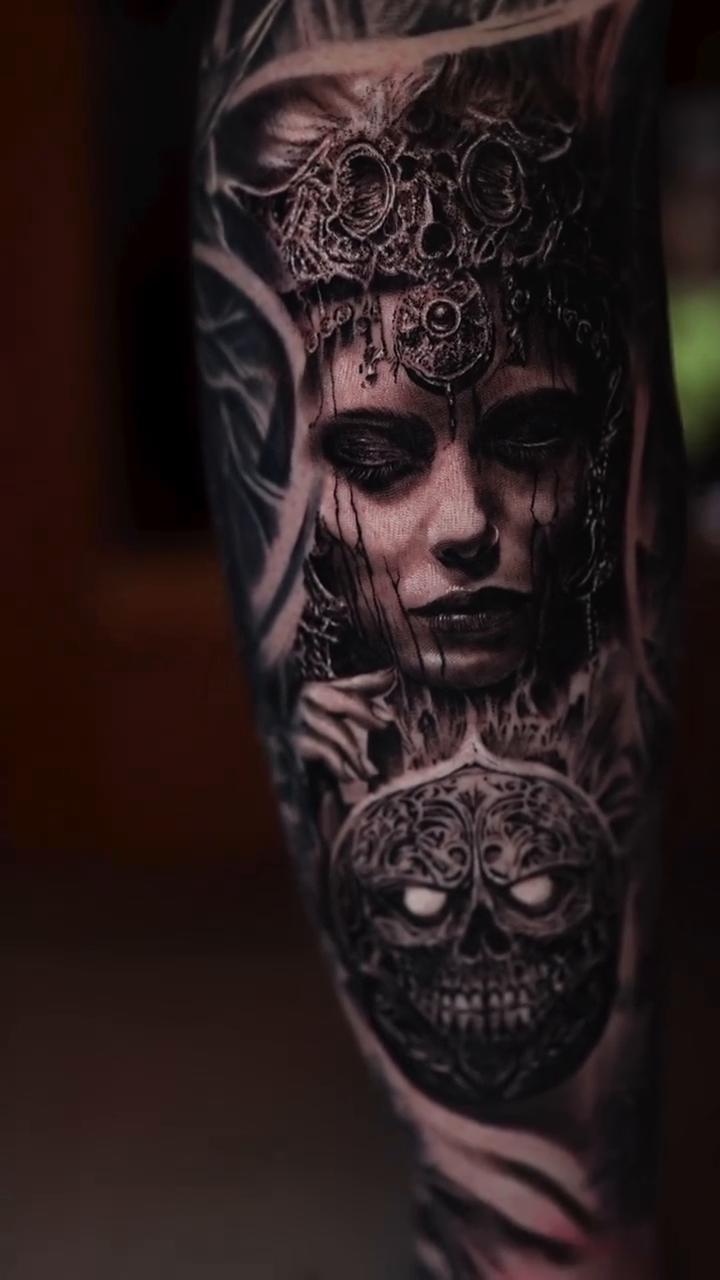 Tattoo by @tonytattooer — dark_realism, black_and_grey