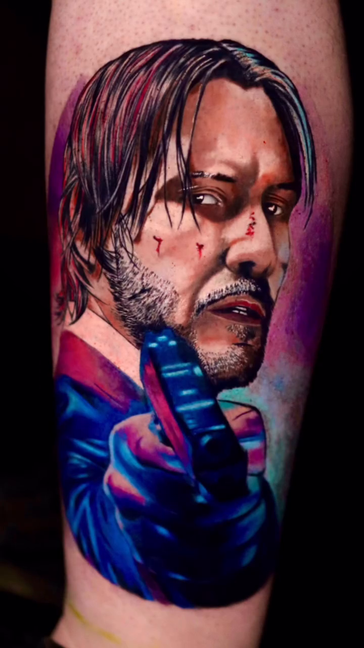Keanu Reeves as John Wick realism tattoo by Binn Binn - Houston Tattoo Artist