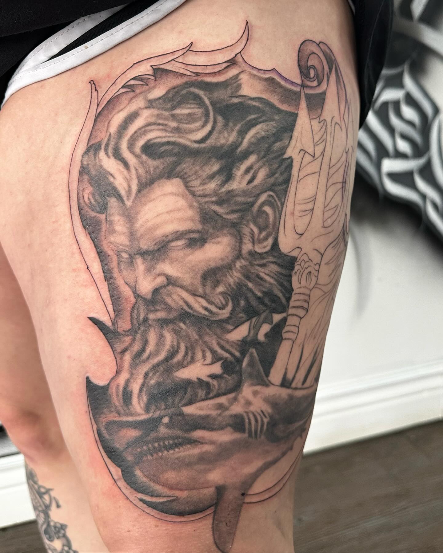 Tattoo by @artworkbyreece — black_and_grey, realism