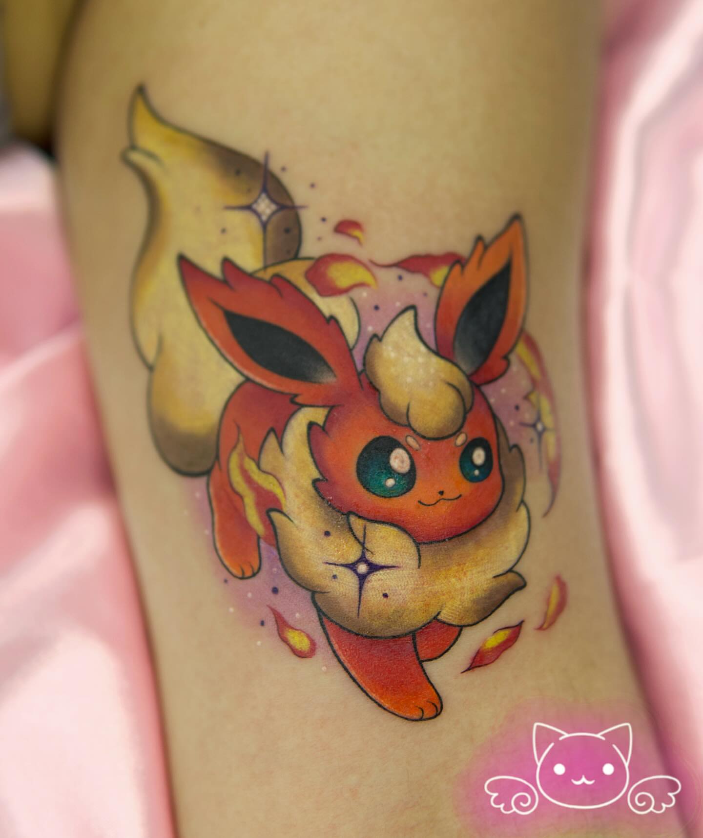 Eevee dotwork tattoo on the forearm by Maria Camila yepes, Bogotá, Bogotá, Distrito Capital