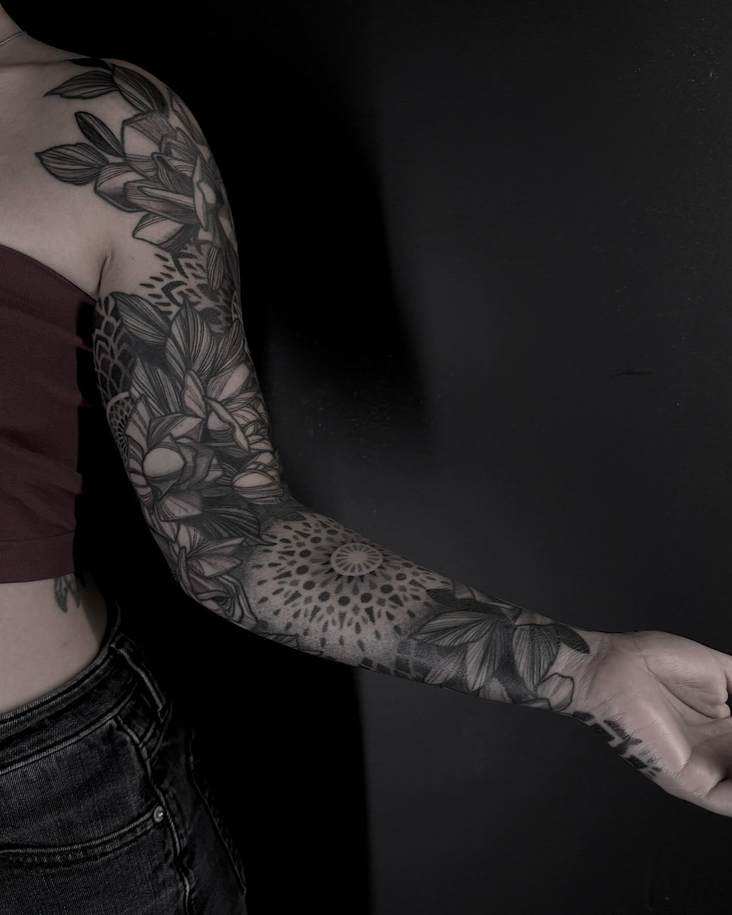 Tattoo by @tattoosbygina — dotwork, black_and_grey