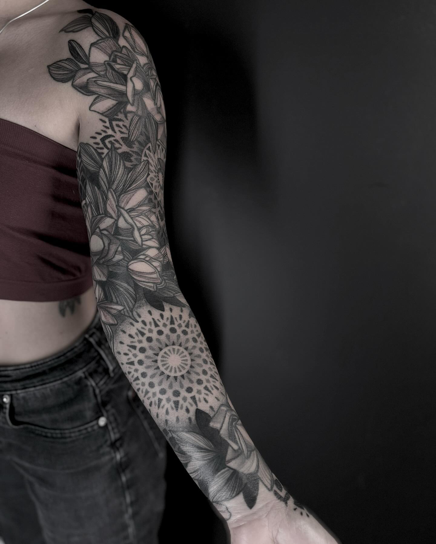 Tattoo by @tattoosbygina — dotwork, black_and_grey