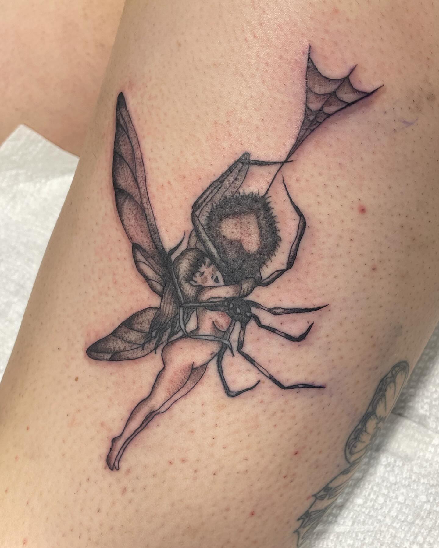 Fairy on insect realism tattoo on the forearm by ⊹ * . 𝕵az ⊹ * .