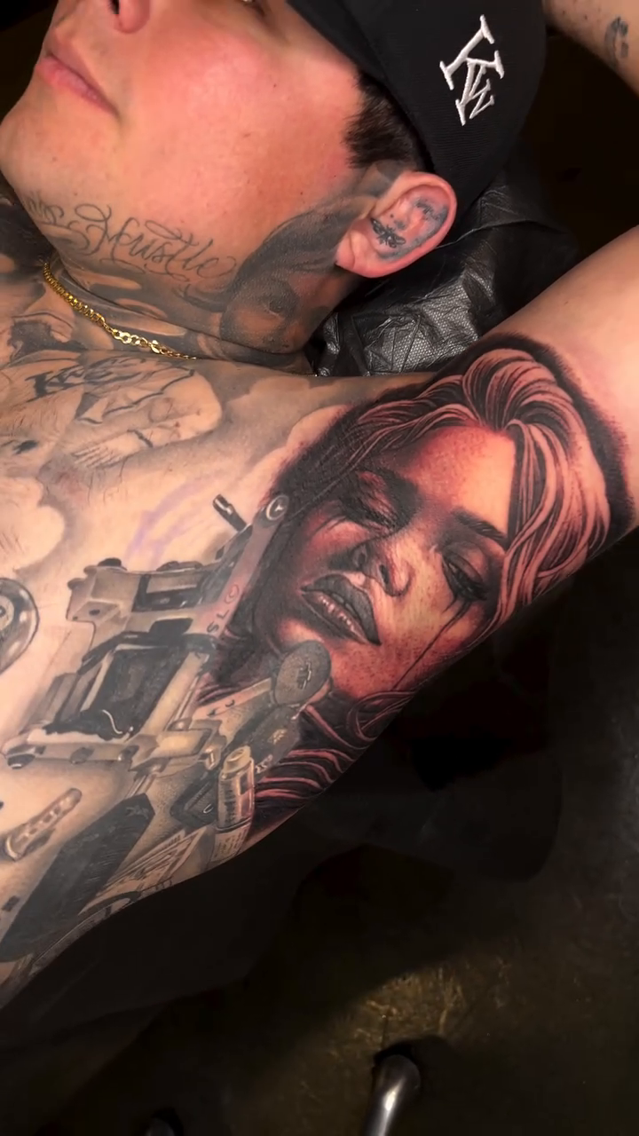 Woman with mechanical elements realism tattoo by ⚜️Felipe Parada⚜️