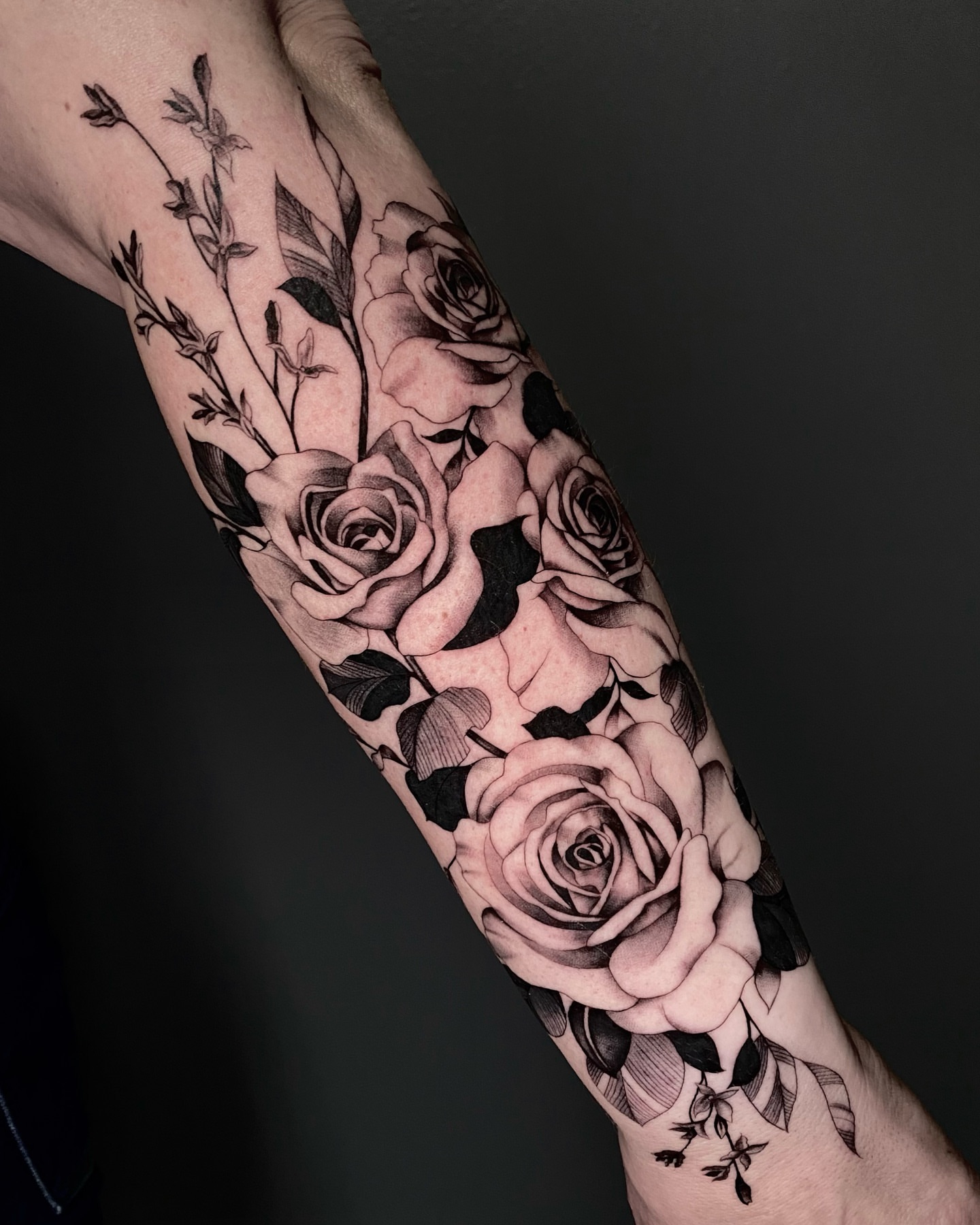 Roses realism tattoo on the forearm by Becky Lee Cameron