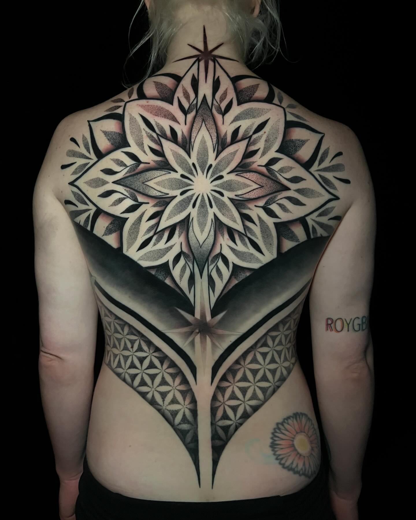 Tattoo by @tru_blu_tattoos — geometric, black_and_grey