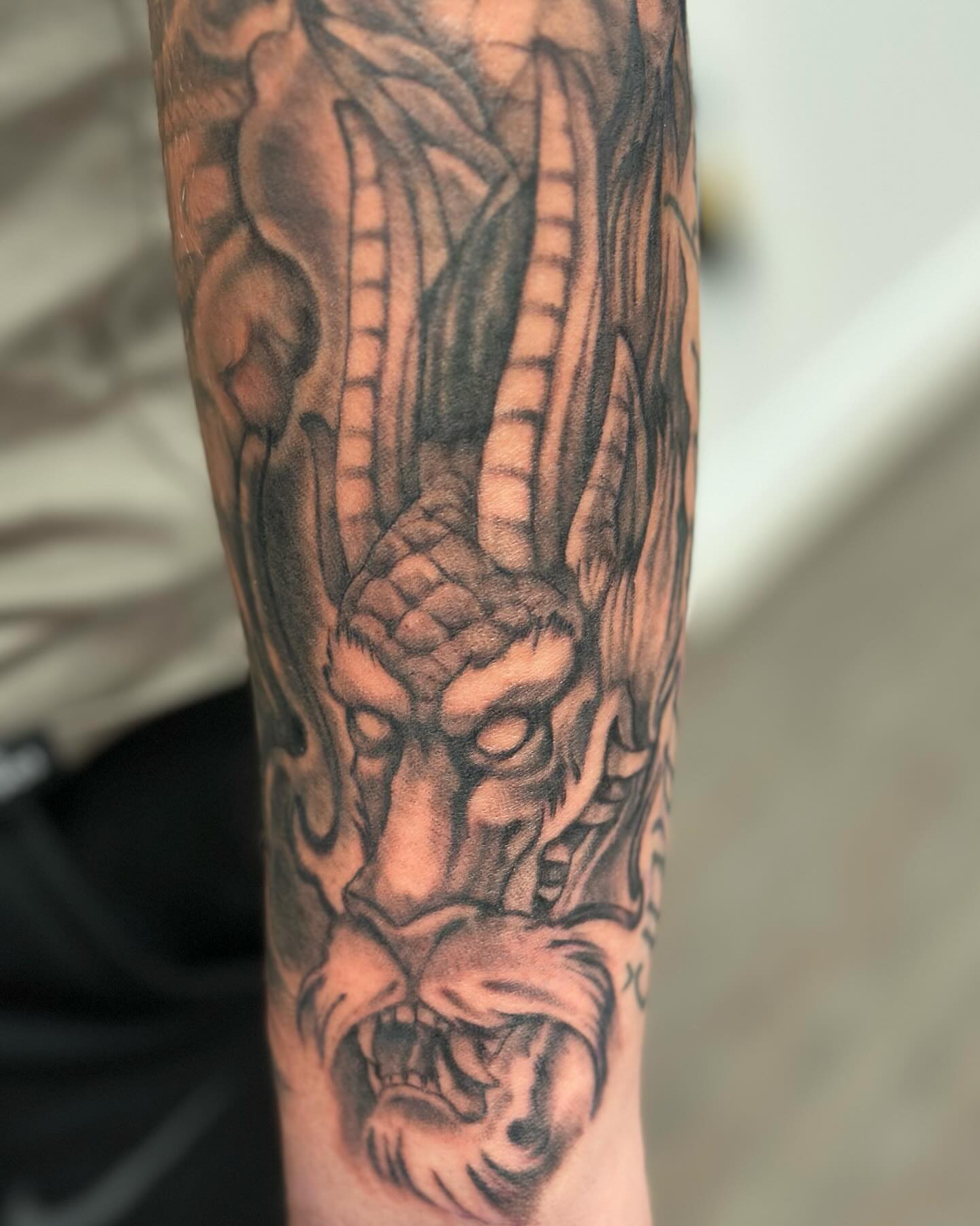 Tattoo by @artworkbyreece — black_and_grey, realism