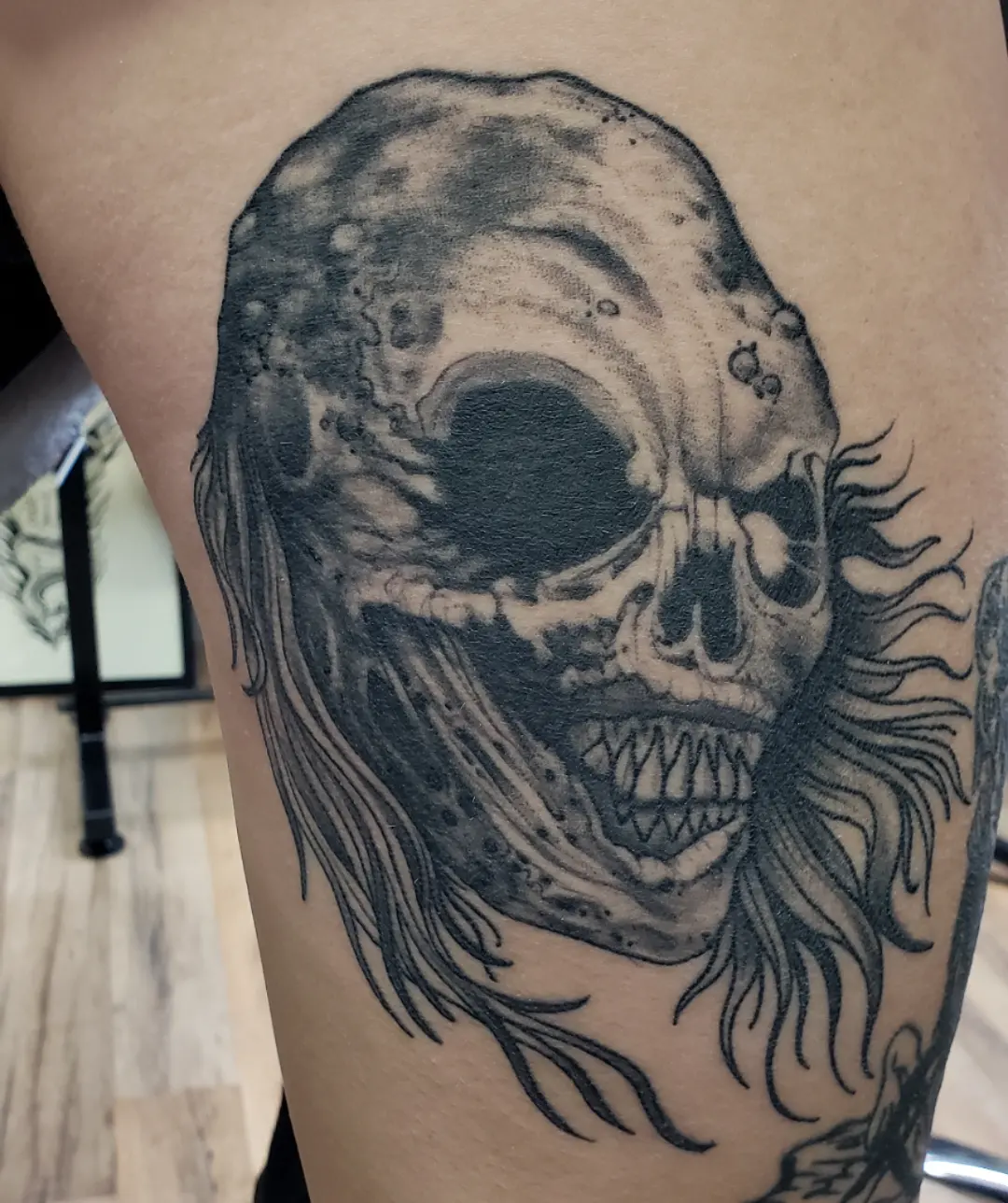 Tattoo by @haleygunz — black_and_grey, realism