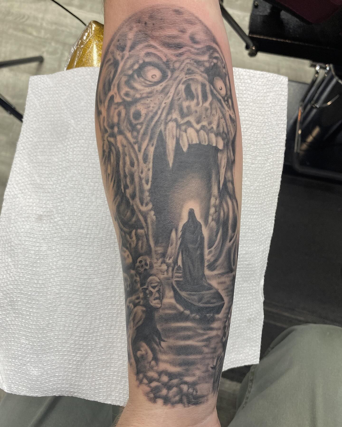 Tattoo by @jhowelltattoos — dark_realism, black_and_grey
