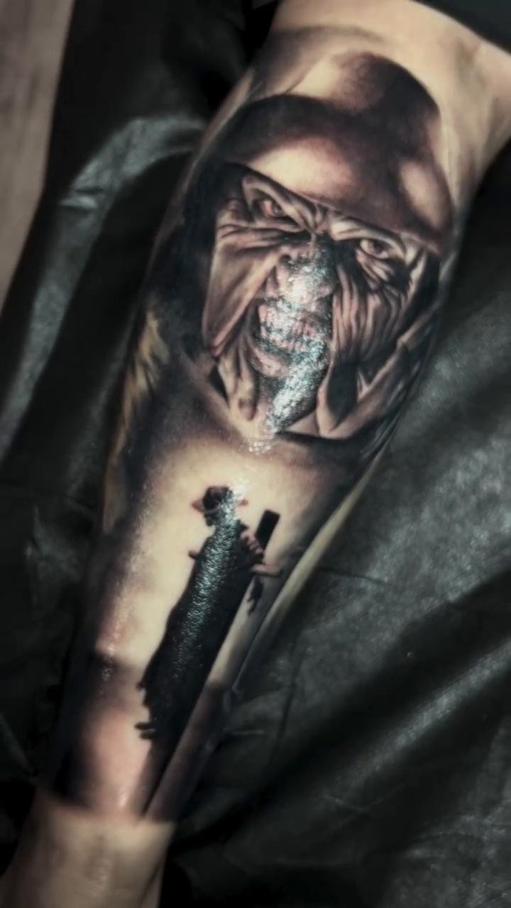 Tattoo by @alinas_tattoos β dark_realism, black_and_grey
