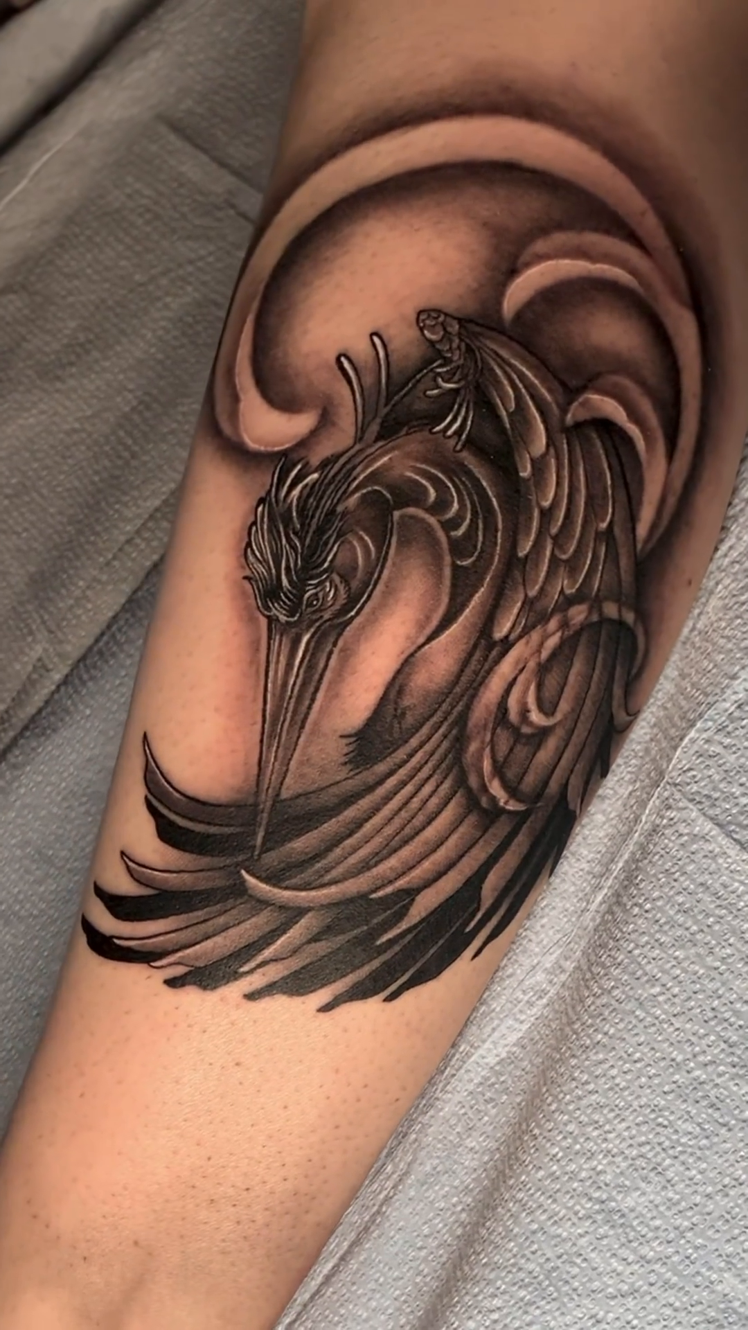 Crane japanese irezumi tattoo by Justin James