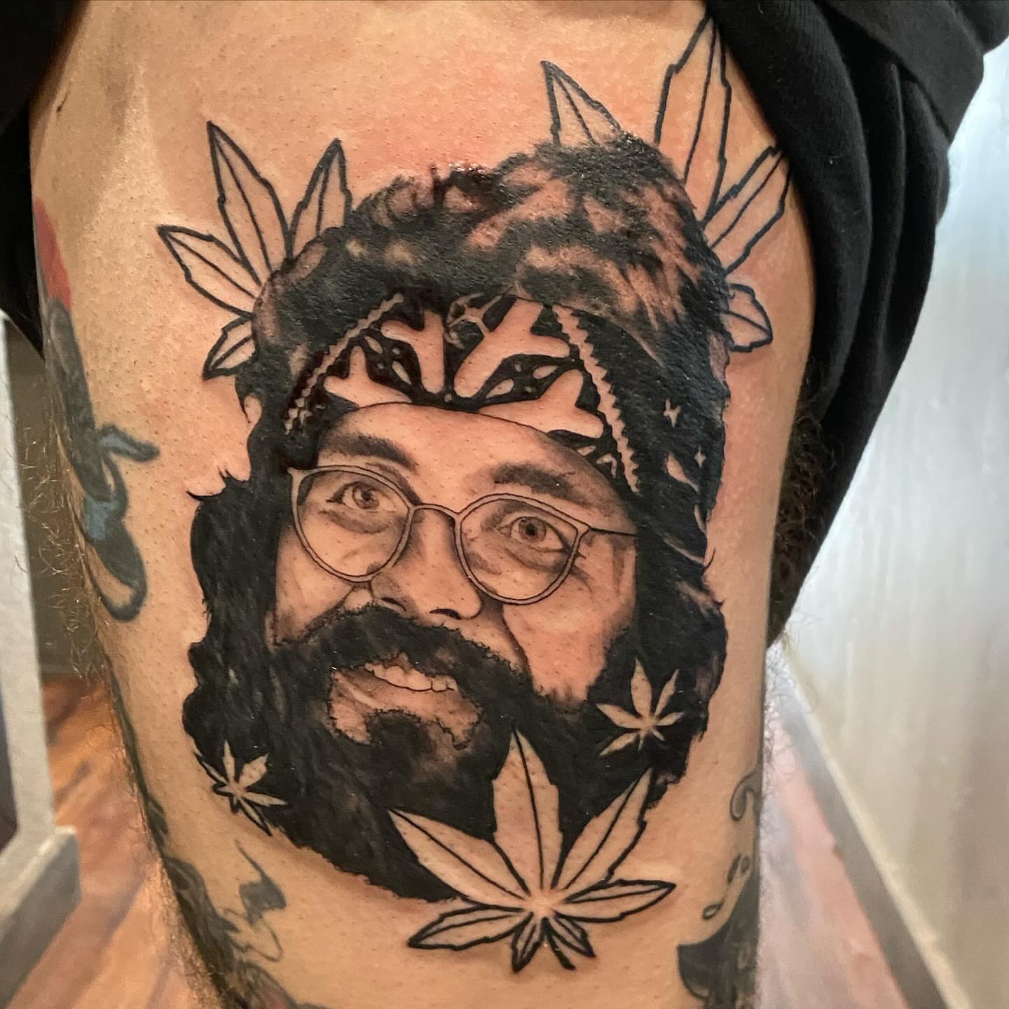 Jerry garcia realism tattoo on the thigh by β¦ πΉπππ π°ππ π·ππππππππ β¦, Nashville, Tennessee
