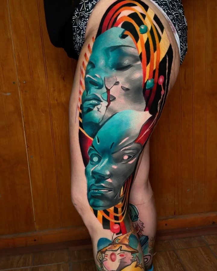 Tattoo by @changootattoo — dotwork, surrealism