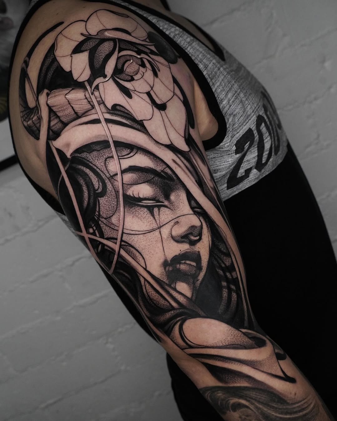 Tattoo by @tattoosbyale_ — black_and_grey, dark_realism