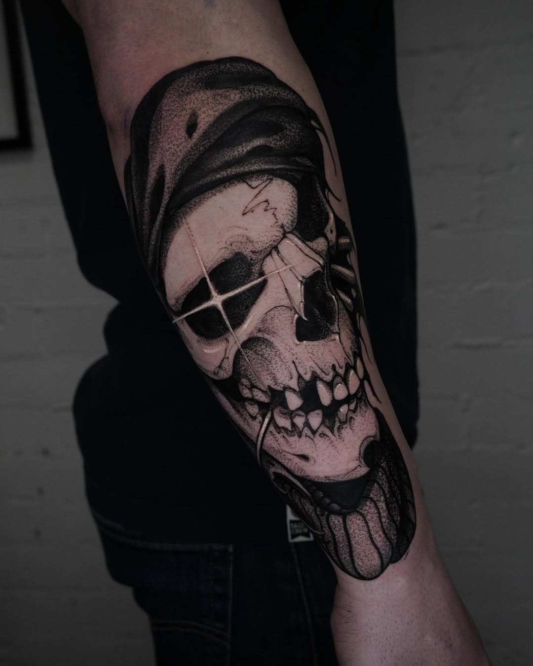 Tattoo by @tattoosbyale_ — black_and_grey, dotwork