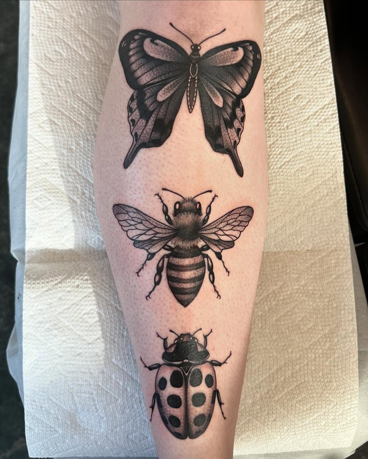 Insects dotwork tattoo on the forearm by Sam Oakes