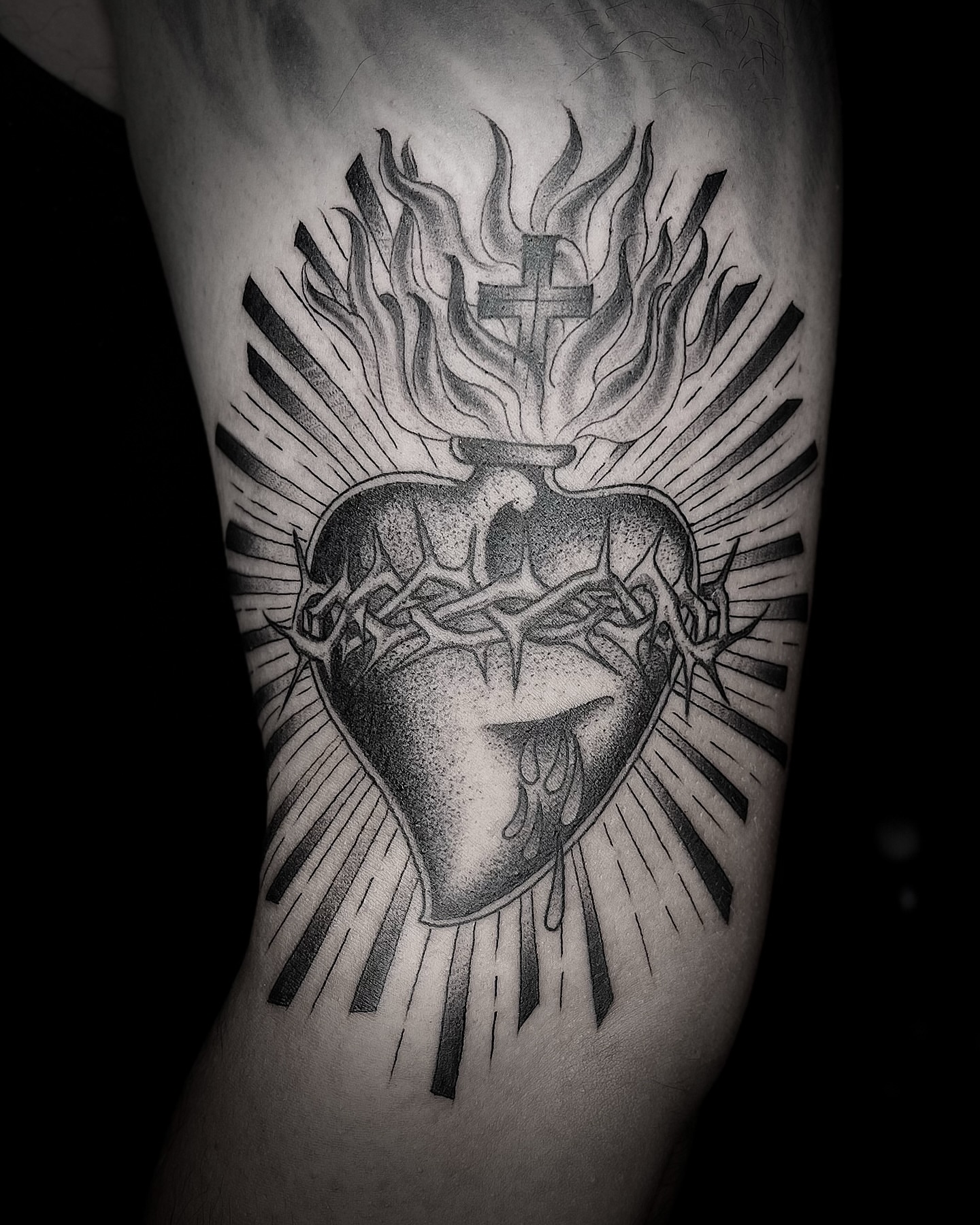 Tattoo by @lorenzotattoos — dotwork, black_and_grey