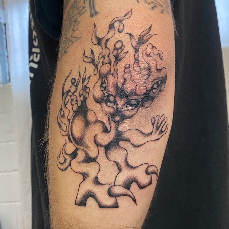 Tattoo by @armpitfreak — black_and_grey, surrealism