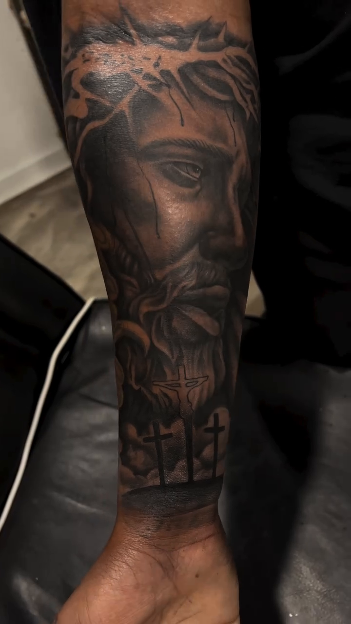 Tattoo by @lewylew_tattoo — realism, black_and_grey